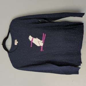 NWT Loft Cute long sleeve sweater, navy blue speckled polar bear sweater!